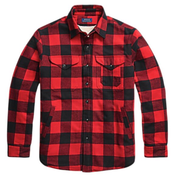 Polo Ralph Lauren Red/Black Buffalo Check Classic Fit Fleece-Lined Overshirt XL - Picture 1 of 14